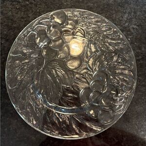 Vintage KIG Indonesia Clear Glass Grapes Embossed Dinner Plates Set of 4